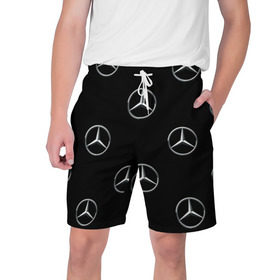 Мужские шорты 3D с принтом Mercedes в Санкт-Петербурге,  полиэстер 100% | прямой крой, два кармана без застежек по бокам. Мягкая трикотажная резинка на поясе, внутри которой широкие завязки. Длина чуть выше колен | мерседес
