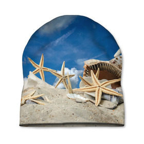 Шапка 3D с принтом Морской пляж 3 в Санкт-Петербурге, 100% полиэстер | универсальный размер, печать по всей поверхности изделия | море | отдых | отпуск | пляж | ракушки | туризм