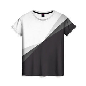 Женская футболка 3D с принтом Минимализм в Санкт-Петербурге, 100% полиэфир ( синтетическое хлопкоподобное полотно) | прямой крой, круглый вырез горловины, длина до линии бедер | белый | геометрия | полосы | черный