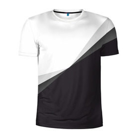 Мужская футболка 3D спортивная с принтом Минимализм в Санкт-Петербурге, 100% полиэстер с улучшенными характеристиками | приталенный силуэт, круглая горловина, широкие плечи, сужается к линии бедра | Тематика изображения на принте: белый | геометрия | полосы | черный