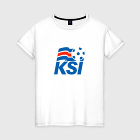 Женская футболка хлопок с принтом Сборная Исландии по футболу в Санкт-Петербурге, 100% хлопок | прямой крой, круглый вырез горловины, длина до линии бедер, слегка спущенное плечо | 