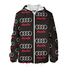 Мужская куртка 3D с принтом Audi в Санкт-Петербурге, ткань верха — 100% полиэстер, подклад — флис | прямой крой, подол и капюшон оформлены резинкой с фиксаторами, два кармана без застежек по бокам, один большой потайной карман на груди. Карман на груди застегивается на липучку | ауди