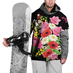 Накидка на куртку 3D с принтом Маки в Санкт-Петербурге, 100% полиэстер |  | flowers | букет | цветы