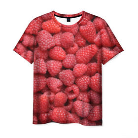 Мужская футболка 3D с принтом Малина в Санкт-Петербурге, 100% полиэфир | прямой крой, круглый вырез горловины, длина до линии бедер | девушки | еда | красота | лето | море | фрукты