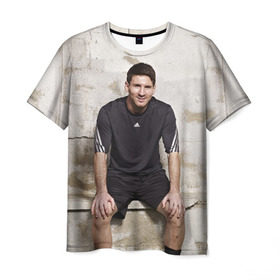 Мужская футболка 3D с принтом Месси в Санкт-Петербурге, 100% полиэфир | прямой крой, круглый вырез горловины, длина до линии бедер | аргентина | барселона | испания | футбол | футболист
