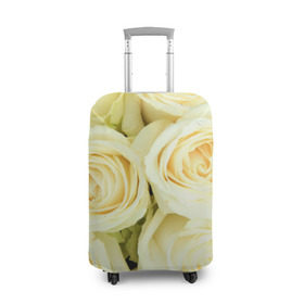 Чехол для чемодана 3D с принтом Белые розы в Санкт-Петербурге, 86% полиэфир, 14% спандекс | двустороннее нанесение принта, прорези для ручек и колес | лепестки | розы | цветы