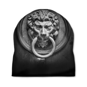 Шапка 3D с принтом Скульптура в Санкт-Петербурге, 100% полиэстер | универсальный размер, печать по всей поверхности изделия | голова животного | лев | резьба | статуя | творчество
