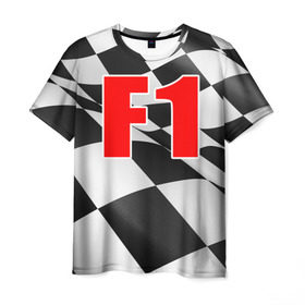Мужская футболка 3D с принтом Формула 1 в Санкт-Петербурге, 100% полиэфир | прямой крой, круглый вырез горловины, длина до линии бедер | f1 | formula 1 | авто | автогонки | автоспорт | спорткар | финиш