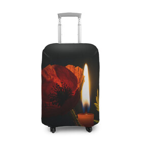 Чехол для чемодана 3D с принтом Мак и свеча в Санкт-Петербурге, 86% полиэфир, 14% спандекс | двустороннее нанесение принта, прорези для ручек и колес | маки | свеча | цветы
