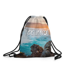 Рюкзак-мешок 3D с принтом Исландия. Водопад в Санкт-Петербурге, 100% полиэстер | плотность ткани — 200 г/м2, размер — 35 х 45 см; лямки — толстые шнурки, застежка на шнуровке, без карманов и подкладки | исландия