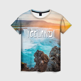 Женская футболка 3D с принтом Исландия. Водопад в Санкт-Петербурге, 100% полиэфир ( синтетическое хлопкоподобное полотно) | прямой крой, круглый вырез горловины, длина до линии бедер | исландия