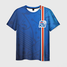 Мужская футболка 3D с принтом Форма сборной Исландии по футболу в Санкт-Петербурге, 100% полиэфир | прямой крой, круглый вырез горловины, длина до линии бедер | euro 2016
