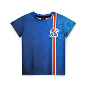 Детская футболка 3D с принтом Форма сборной Исландии по футболу в Санкт-Петербурге, 100% гипоаллергенный полиэфир | прямой крой, круглый вырез горловины, длина до линии бедер, чуть спущенное плечо, ткань немного тянется | euro 2016