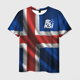 Мужская футболка 3D с принтом Исландия в Санкт-Петербурге, 100% полиэфир | прямой крой, круглый вырез горловины, длина до линии бедер | флаг