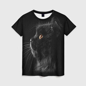 Женская футболка 3D с принтом Милая кошечка в Санкт-Петербурге, 100% полиэфир ( синтетическое хлопкоподобное полотно) | прямой крой, круглый вырез горловины, длина до линии бедер | osfenemy | животное | животные | киса | кошечка | кошка | милая | мур | мяу | фото | черный