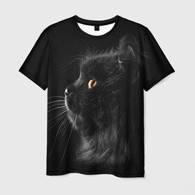 Мужская футболка 3D с принтом Милая кошечка в Санкт-Петербурге, 100% полиэфир | прямой крой, круглый вырез горловины, длина до линии бедер | Тематика изображения на принте: osfenemy | животное | животные | киса | кошечка | кошка | милая | мур | мяу | фото | черный