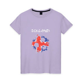 Женская футболка хлопок с принтом Сборная Исландии в Санкт-Петербурге, 100% хлопок | прямой крой, круглый вырез горловины, длина до линии бедер, слегка спущенное плечо | исландия