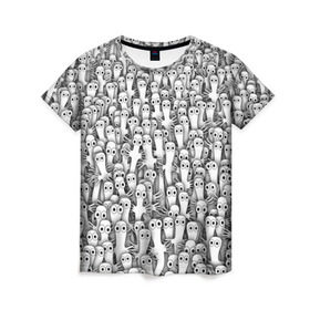 Женская футболка 3D с принтом Хатифнатты в Санкт-Петербурге, 100% полиэфир ( синтетическое хлопкоподобное полотно) | прямой крой, круглый вырез горловины, длина до линии бедер | Тематика изображения на принте: moomintroll | мумми тролль