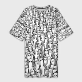 Платье-футболка 3D с принтом Хатифнатты в Санкт-Петербурге,  |  | Тематика изображения на принте: moomintroll | мумми тролль