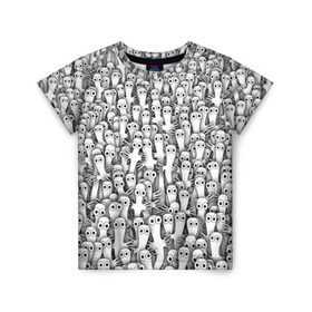 Детская футболка 3D с принтом Хатифнатты в Санкт-Петербурге, 100% гипоаллергенный полиэфир | прямой крой, круглый вырез горловины, длина до линии бедер, чуть спущенное плечо, ткань немного тянется | moomintroll | мумми тролль
