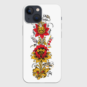 Чехол для iPhone 13 mini с принтом Хохлома 2 в Санкт-Петербурге,  |  | ветки | лента | лист | народное | россия | русское | узор