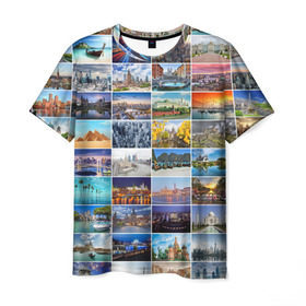 Мужская футболка 3D с принтом Страны мира (10х10) в Санкт-Петербурге, 100% полиэфир | прямой крой, круглый вырез горловины, длина до линии бедер | азия | берлин | вегас | венеция | воспоминания | города | достопримечательности | европа | египет | калифорния | каникулы | лондон | милан | москва | ностальгия | нью йорк | отдых | отпуск | память