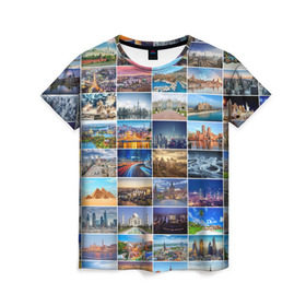 Женская футболка 3D с принтом Туризм (10х10) в Санкт-Петербурге, 100% полиэфир ( синтетическое хлопкоподобное полотно) | прямой крой, круглый вырез горловины, длина до линии бедер | азия | берлин | вегас | венеция | воспоминания | города | достопримечательности | европа | египет | калифорния | каникулы | лондон | милан | москва | ностальгия | нью йорк | отдых | отпуск | память