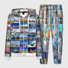 Мужской костюм 3D с принтом Страны мира (9х9) в Санкт-Петербурге, 100% полиэстер | Манжеты и пояс оформлены тканевой резинкой, двухслойный капюшон со шнурком для регулировки, карманы спереди | азия | берлин | вегас | венеция | воспоминания | города | достопримечательности | европа | египет | калифорния | каникулы | лондон | милан | москва | ностальгия | нью йорк | отдых | отпуск | память