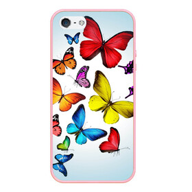 Чехол для iPhone 5/5S матовый с принтом Butterflies в Санкт-Петербурге, Силикон | Область печати: задняя сторона чехла, без боковых панелей | бабочки | белый | картинка | лето | природа | рисунок | розовый | цвета