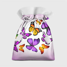Подарочный 3D мешок с принтом Butterflies в Санкт-Петербурге, 100% полиэстер | Размер: 29*39 см | Тематика изображения на принте: бабочки | белый | картинка | лето | природа | рисунок | розовый | цвета