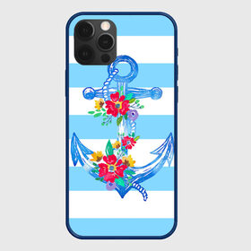 Чехол для iPhone 12 Pro с принтом Якорь в Санкт-Петербурге, силикон | область печати: задняя сторона чехла, без боковых панелей | белый | верёвка | вода | корабль | красный | море | песок | пляж | синий | цвет | цветы | якорь