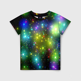 Детская футболка 3D с принтом Звёзды в Санкт-Петербурге, 100% гипоаллергенный полиэфир | прямой крой, круглый вырез горловины, длина до линии бедер, чуть спущенное плечо, ткань немного тянется | Тематика изображения на принте: вселенная | галактика | звезды