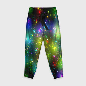 Детские брюки 3D с принтом Звёзды в Санкт-Петербурге, 100% полиэстер | манжеты по низу, эластичный пояс регулируется шнурком, по бокам два кармана без застежек, внутренняя часть кармана из мелкой сетки | вселенная | галактика | звезды