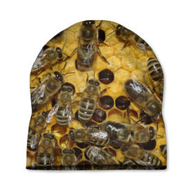 Шапка 3D с принтом Пчела в Санкт-Петербурге, 100% полиэстер | универсальный размер, печать по всей поверхности изделия | лето | мед | насекомые | оса | природа | пчелы | шмель