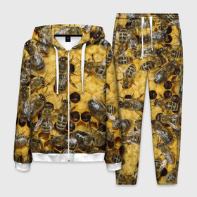 Мужской костюм 3D с принтом Пчела в Санкт-Петербурге, 100% полиэстер | Манжеты и пояс оформлены тканевой резинкой, двухслойный капюшон со шнурком для регулировки, карманы спереди | лето | мед | насекомые | оса | природа | пчелы | шмель