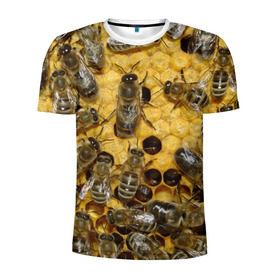 Мужская футболка 3D спортивная с принтом Пчела в Санкт-Петербурге, 100% полиэстер с улучшенными характеристиками | приталенный силуэт, круглая горловина, широкие плечи, сужается к линии бедра | лето | мед | насекомые | оса | природа | пчелы | шмель