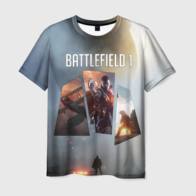 Мужская футболка 3D с принтом Battlefield 1 в Санкт-Петербурге, 100% полиэфир | прямой крой, круглый вырез горловины, длина до линии бедер | Тематика изображения на принте: battlefield | батла | батлфилд