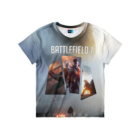 Детская футболка 3D с принтом Battlefield 1 в Санкт-Петербурге, 100% гипоаллергенный полиэфир | прямой крой, круглый вырез горловины, длина до линии бедер, чуть спущенное плечо, ткань немного тянется | battlefield | батла | батлфилд