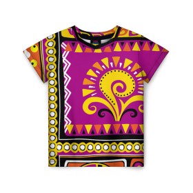 Детская футболка 3D с принтом Африка в Санкт-Петербурге, 100% гипоаллергенный полиэфир | прямой крой, круглый вырез горловины, длина до линии бедер, чуть спущенное плечо, ткань немного тянется | орнамент | цветной | этнический | этно | яркий