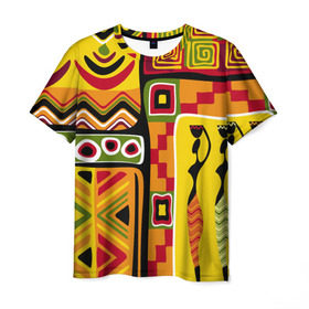 Мужская футболка 3D с принтом Африка в Санкт-Петербурге, 100% полиэфир | прямой крой, круглый вырез горловины, длина до линии бедер | орнамент | этнический | этно | яркий
