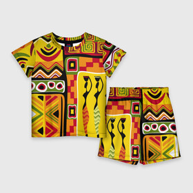 Детский костюм с шортами 3D с принтом АФРИКА  AFRICA в Санкт-Петербурге,  |  | Тематика изображения на принте: орнамент | этнический | этно | яркий