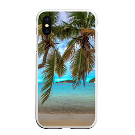 Чехол для iPhone XS Max матовый с принтом Пальма в Санкт-Петербурге, Силикон | Область печати: задняя сторона чехла, без боковых панелей | море | отдых | отпуск | пальмы | пляж | солнце | туризм