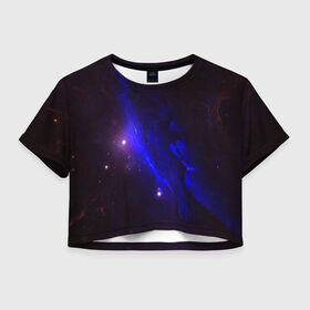 Женская футболка 3D укороченная с принтом Вселенная в Санкт-Петербурге, 100% полиэстер | круглая горловина, длина футболки до линии талии, рукава с отворотами | 3д | вселенная | гравитация | звезда | космос | новая