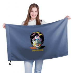 Флаг 3D с принтом Imagine в Санкт-Петербурге, 100% полиэстер | плотность ткани — 95 г/м2, размер — 67 х 109 см. Принт наносится с одной стороны | 