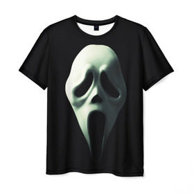 Мужская футболка 3D с принтом Крик в Санкт-Петербурге, 100% полиэфир | прямой крой, круглый вырез горловины, длина до линии бедер | Тематика изображения на принте: scream | крик | маска | ужастик | ужасы