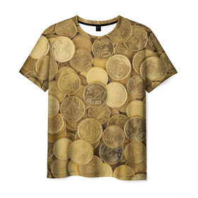 Мужская футболка 3D с принтом монетки в Санкт-Петербурге, 100% полиэфир | прямой крой, круглый вырез горловины, длина до линии бедер | деньги | евро | копейки | мелочёвка | мелочь | монеты