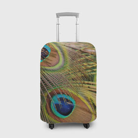 Чехол для чемодана 3D с принтом перо павлина в Санкт-Петербурге, 86% полиэфир, 14% спандекс | двустороннее нанесение принта, прорези для ручек и колес | павлин | перо | перышки | птица