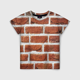 Детская футболка 3D с принтом старая кирпичная стена в Санкт-Петербурге, 100% гипоаллергенный полиэфир | прямой крой, круглый вырез горловины, длина до линии бедер, чуть спущенное плечо, ткань немного тянется | камни | кирпич | постройка | стена | стройка | цемент