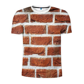 Мужская футболка 3D спортивная с принтом старая кирпичная стена в Санкт-Петербурге, 100% полиэстер с улучшенными характеристиками | приталенный силуэт, круглая горловина, широкие плечи, сужается к линии бедра | Тематика изображения на принте: камни | кирпич | постройка | стена | стройка | цемент