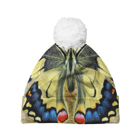 Шапка 3D c помпоном с принтом бабочка в Санкт-Петербурге, 100% полиэстер | универсальный размер, печать по всей поверхности изделия | бабочка | мотылек | насекомые